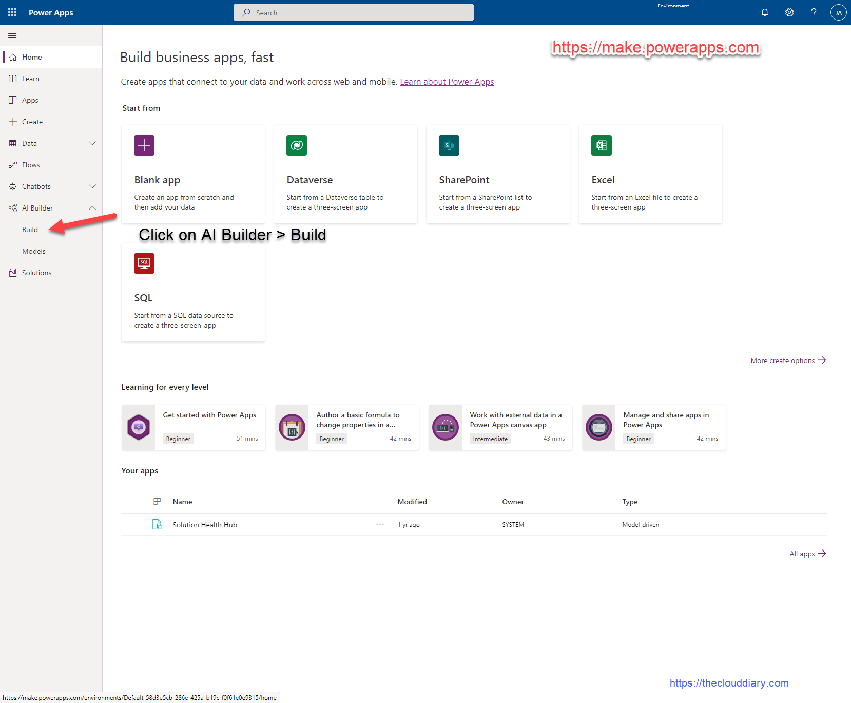 PowerApps AI Model Build